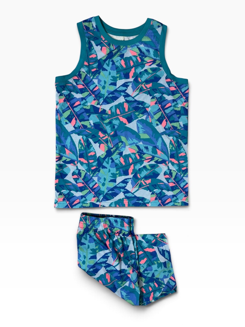 Cat & Jack Blue Teal Tropical Pajama Tank & Shorts Set